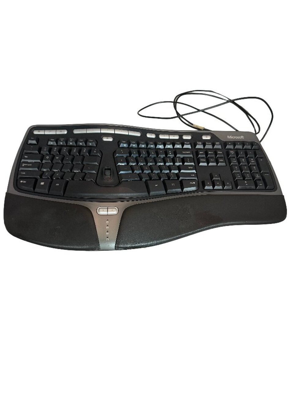 Microsoft 4000 Black Wired Ergonomic Split Curved Keyboard USB Controls Computer